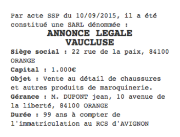 annonce legale vaucluse